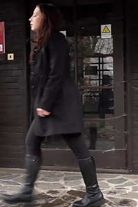 Dark Haired Pornstar Empties Her Bladder Outside