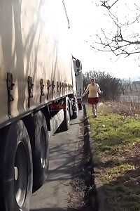 Brunette Gal Is Desperate To Pee Near A Road