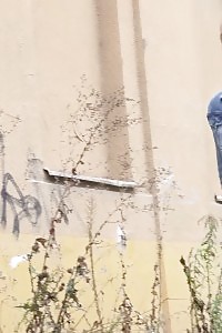 Magnetizing Gal In Jeans Jacket Pisses On The Floor