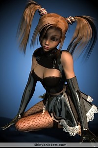 Virtual Girl In Her Sexy Black Shorts And Nylons