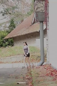 Delightful Black-haired Pisses Right Next To A Busy Road
