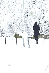 Black Haired European Relieves Herself In Public