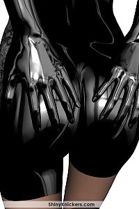 Artificial Minx In A Glossy Black Gown