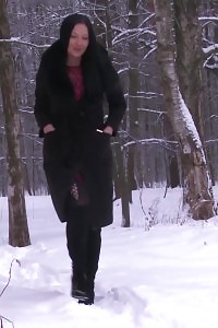 Suburb Peeing In The Snow For Dark Haired Dasha