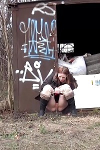 Brunette Princess Pulls Down Her Panties To Piss Outside