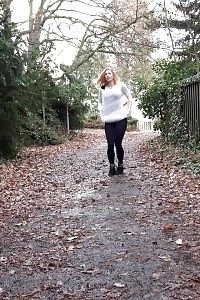 Horny Slut Nearly Wets Her Pants Outside