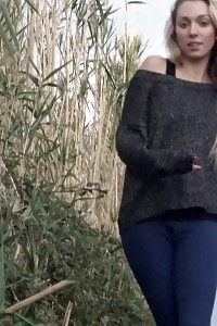 Ravishing Blonde Foxies Pisses Outside On Track