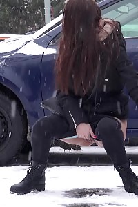 Cynthia Vellons Melts The Snow With Her Hot Pee