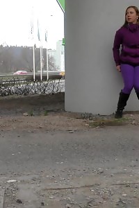 Petrol Station Peeing Behind A Big Pillar