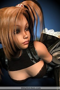 Virtual Girl In Her Sexy Black Shorts And Nylons