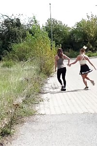 Fantastic Babes Pissing In The City Side By Side