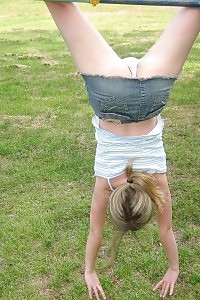 Kitty Plays For The Camera Outdoor, Spotlighting Her Young Tits And Her Desiring Panties