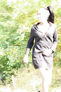 Black Haired Honey Squats To Piss On A Road