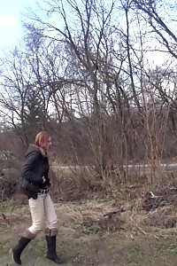 Brunette Princess Pulls Down Her Panties To Piss Outside