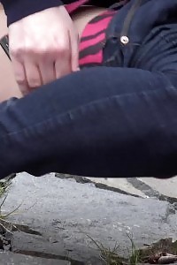 Antonia Pissing Outside Next To Drainage Pipe