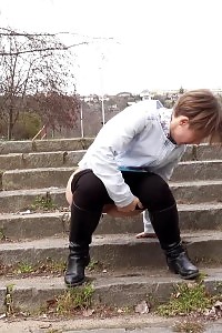 City Peeing For Lovely Hirsute Angel