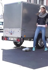 Outstanding European Squats By A Trailer To Pee