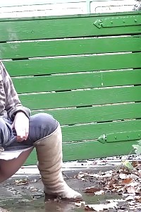 Breathtaking Doll Squats On A Path And Pisses Outside