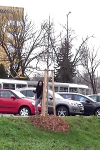 Brunette Tart Keeps On Pissing Outside
