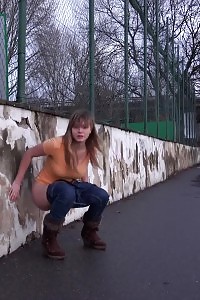 Dazzling Girl Makes A Giant Pee Puddle Outdoor