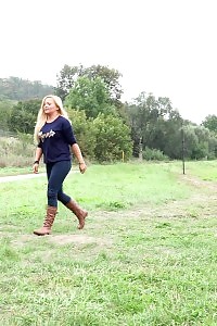 Dazzling Blonde Jena Lovely Pisses In The Woods