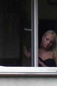 Blonde Feels Kinky And Pisses Out Of The Window
