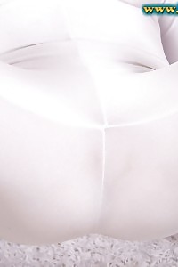 Sexy Nude Girl Freya Showcasing Her Milky Satin Costume That Well Emphasizes All Her Charms