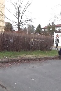 City Peeing With Lovely Blonde Siren In Pants