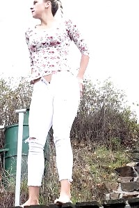 Outstanding Blonde Honey Relieves Her Pee Desperation