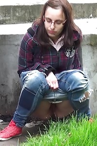 Innocent Librarian Pisses Onto The Ground Outside