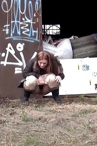 Brunette Princess Pulls Down Her Panties To Piss Outside