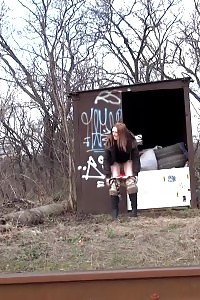 Brunette Princess Pulls Down Her Panties To Piss Outside