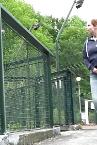 Fascinating Brunette Pisses Near Tennis Courts