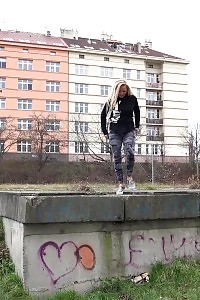 Jena Enjoys A Hot Pee Outside In Public