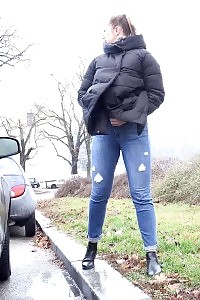 Nikki Dream Pulls Down Denims And Pissing